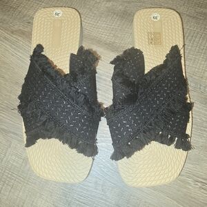 🌟4/$25 Frayed Black Slide Sandals Sz 9 / 39